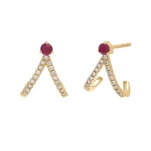 Adina Eden Ruby Diamond Cage Stud Earring 14K